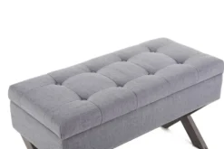Benches & Ottomans-Kirkland's Home Light Button Tufted Storage Cross Leg Bench Gray
