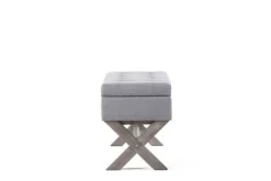Benches & Ottomans-Kirkland's Home Light Button Tufted Storage Cross Leg Bench Gray