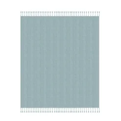 Blankets & Throws-Kirkland's Home Light Checkered Weave Fringe Throw Blue