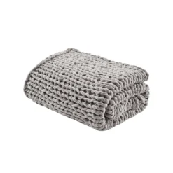 Blankets & Throws-Kirkland's Home Light Chunky Double Knit Cozy Throw Gray