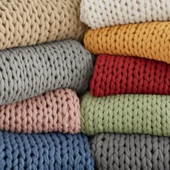 Blankets & Throws-Kirkland's Home Light Chunky Double Knit Cozy Throw Gray