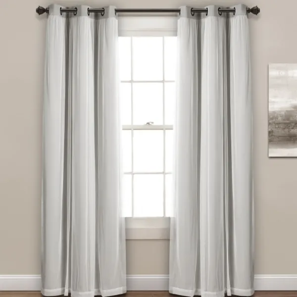 Curtains & Drapes-Kirkland's Home Light Curtain Panel Set With Overlay, 108 In. Gray