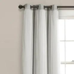 Curtains & Drapes-Kirkland's Home Light Curtain Panel Set With Overlay, 108 In. Gray