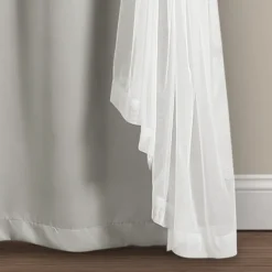 Curtains & Drapes-Kirkland's Home Light Curtain Panel Set With Overlay, 108 In. Gray