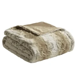 Blankets & Throws-Kirkland's Home Light Faux Fur Oversized Throw Blanket Brown