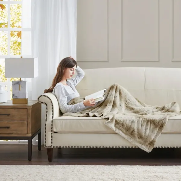 Blankets & Throws-Kirkland's Home Light Faux Fur Oversized Throw Blanket Brown