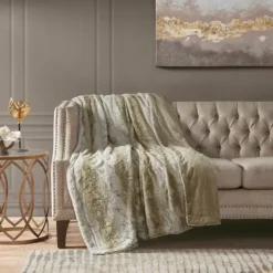 Blankets & Throws-Kirkland's Home Light Faux Fur Oversized Throw Blanket Brown