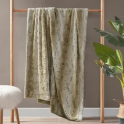 Blankets & Throws-Kirkland's Home Light Faux Fur Oversized Throw Blanket Brown