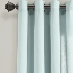 Curtains & Drapes-Kirkland's Home Light Faux Linen Curtain Panel Set, 84 In. Blue
