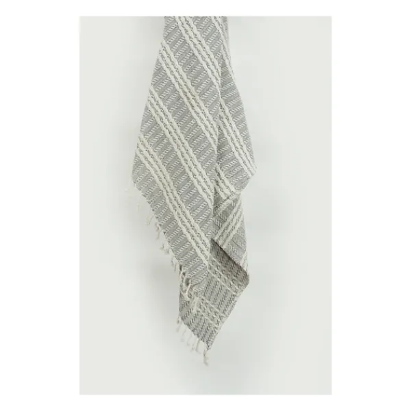 Blankets & Throws-Kirkland's Home Light Gray And Ivory Striped Cotton Throw Gray/Ivory