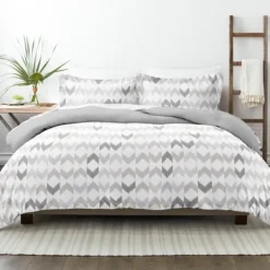 Duvets-Kirkland's Home Light Gray Chevron 3-Pc. King Duvet Cover Set Gray/White