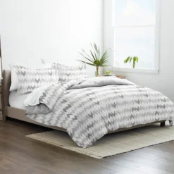 Duvets-Kirkland's Home Light Gray Chevron 3-Pc. King Duvet Cover Set Gray/White
