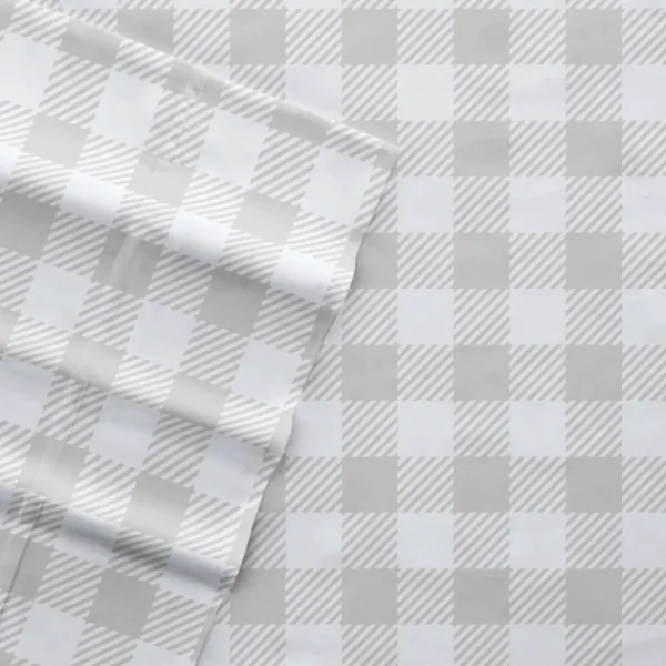 Bed Sheets-Kirkland's Home Light Gray Country Plaid 4-Pc. King Bed Sheet Set Gray/White