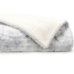 Blankets & Throws-Kirkland's Home Light Gray Tie Dye Faux Fur Throw Gray/White