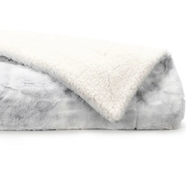 Blankets & Throws-Kirkland's Home Light Gray Tie Dye Faux Fur Throw Gray/White