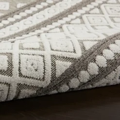 Outdoor Rugs-Kirkland's Home Light Gray Tile Motif Outdoor Area Rug, 5X7 Gray/White
