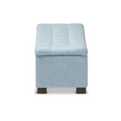Benches & Ottomans-Kirkland's Home Light Grid Tufted Upholstered Ottoman Blue