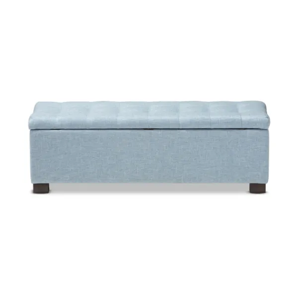 Benches & Ottomans-Kirkland's Home Light Grid Tufted Upholstered Ottoman Blue