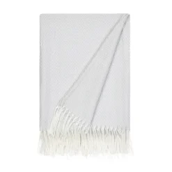 Blankets & Throws-Kirkland's Home Light Herringbone Throw With Fringe Gray