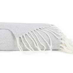Blankets & Throws-Kirkland's Home Light Herringbone Throw With Fringe Gray