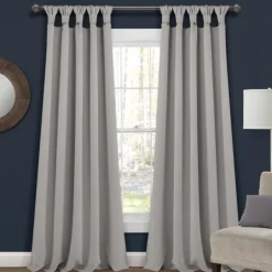 Curtains & Drapes-Kirkland's Home Light Knotted Curtain Panel Set, 95 In. Gray