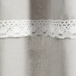 Curtains & Drapes-Kirkland's Home Light Linen Lace Curtain Panel Set, 84 In. Gray