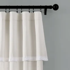 Curtains & Drapes-Kirkland's Home Light Linen Lace Curtain Panel Set, 84 In. Ivory