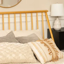 Beds & Headboards-Kirkland's Home Light Oak Modern Spindle Wooden Queen Bed Tan