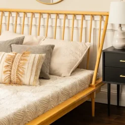 Beds & Headboards-Kirkland's Home Light Oak Modern Spindle Wooden Queen Bed Tan