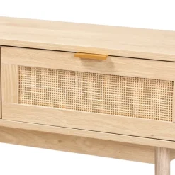 Console Tables-Kirkland's Home Light Oak Rat And Wood Console Table Tan