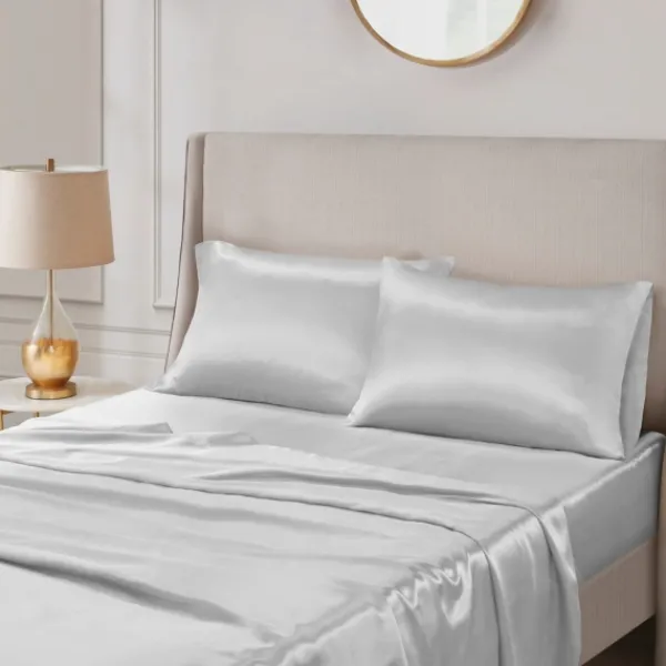 Bed Sheets-Kirkland's Home Light Satin King 2-Pc. Pillow Case Set Gray