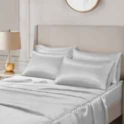 Bed Sheets-Kirkland's Home Light Satin 6-Pc. Full Sheet Set Gray