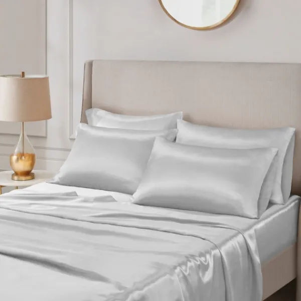 Bed Sheets-Kirkland's Home Light Satin 6-Pc. King Sheet Set Gray