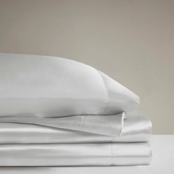 Bed Sheets-Kirkland's Home Light Satin 6-Pc. Queen Sheet Set Gray