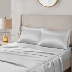 Bed Sheets-Kirkland's Home Light Satin Standard 2-Pc. Pillow Case Set Gray