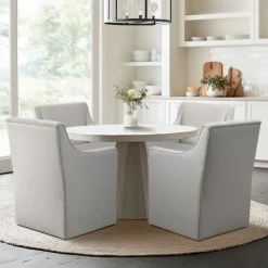 Dining Chairs-Kirkland's Home Light Slipcover Dining Chair With Casters Gray
