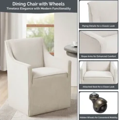 Dining Chairs-Kirkland's Home Light Slipcover Dining Chair With Casters Gray