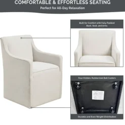 Dining Chairs-Kirkland's Home Light Slipcover Dining Chair With Casters Gray