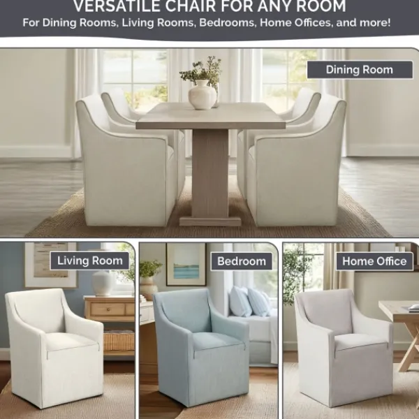Dining Chairs-Kirkland's Home Light Slipcover Dining Chair With Casters Gray