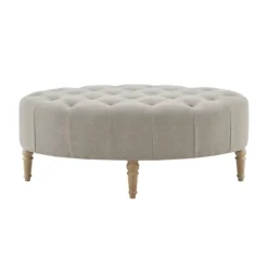 Benches & Ottomans-Kirkland's Home Light Tufted Button Martha Stewart Ottoman Gray
