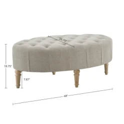 Benches & Ottomans-Kirkland's Home Light Tufted Button Martha Stewart Ottoman Gray
