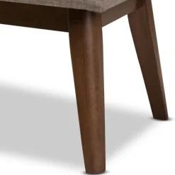 Benches & Ottomans-Kirkland's Home Light Tufted Walnut Wood Bench Gray