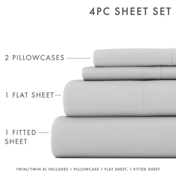 Bed Sheets-Kirkland's Home Light Ultra Soft 3-Pc. Twin Sheet Set Gray