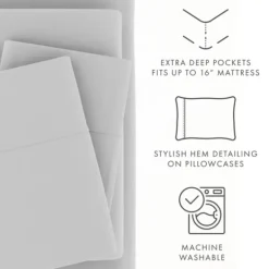 Bed Sheets-Kirkland's Home Light Ultra Soft 3-Pc. Twin Sheet Set Gray