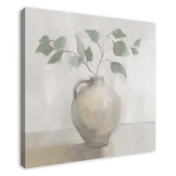 Canvas Art-Kirkland's Home Light Vase Botanical Canvas Art Print Gray/Green
