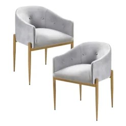 Dining Chairs-Kirkland's Home Light Velvet Button Dining Chairs, Set Of 2 Gray