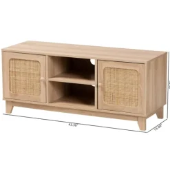 Tv Stands & Media Consoles-Kirkland's Home Light Wood And Cane Accent Tv Stand Brown