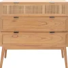Dressers & Chests-Kirkland's Home Light Wood And Cane 3-Drawer Chest Brown