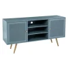 Tv Stands & Media Consoles-Kirkland's Home Light Wood And Cane Media Cabinet Blue