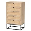 Dressers & Chests-Kirkland's Home Light Wood And Rat 5-Drawer Chest Tan